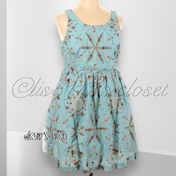 ModCloth x Dupenny Synchronized Swimmers Optimistic Effect A-line Retro Dress 1X - Picture 3 of 16